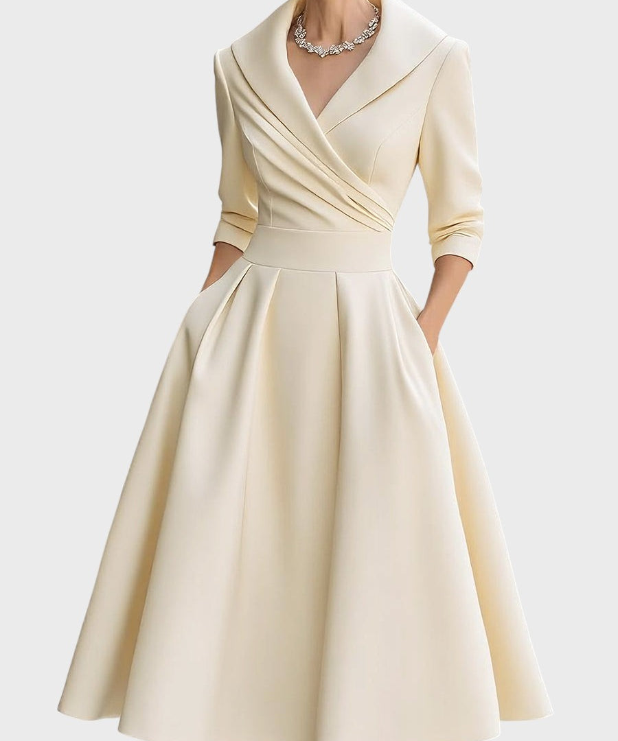 Tereza | Vestido Midi Elegante con Mangas Largas