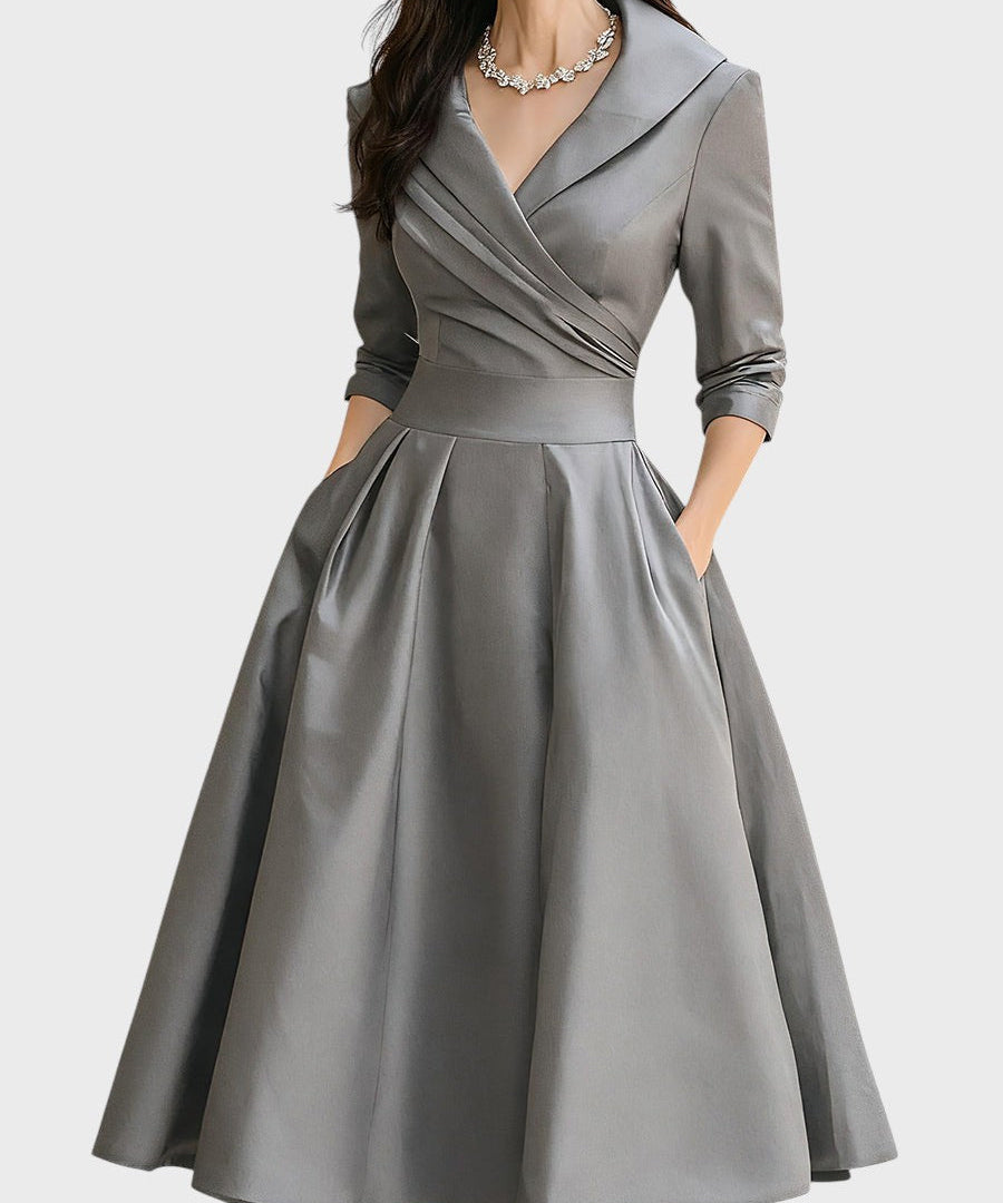 Tereza | Vestido Midi Elegante con Mangas Largas