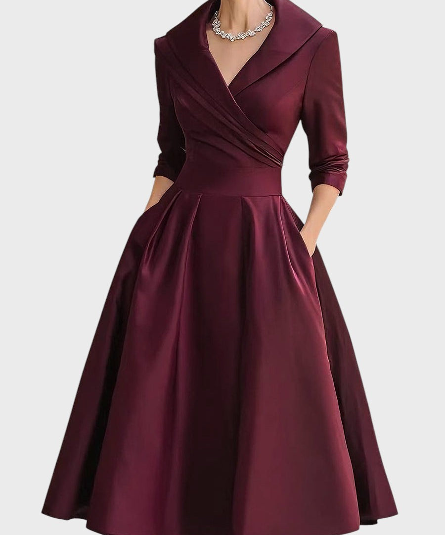 Tereza | Vestido Midi Elegante con Mangas Largas