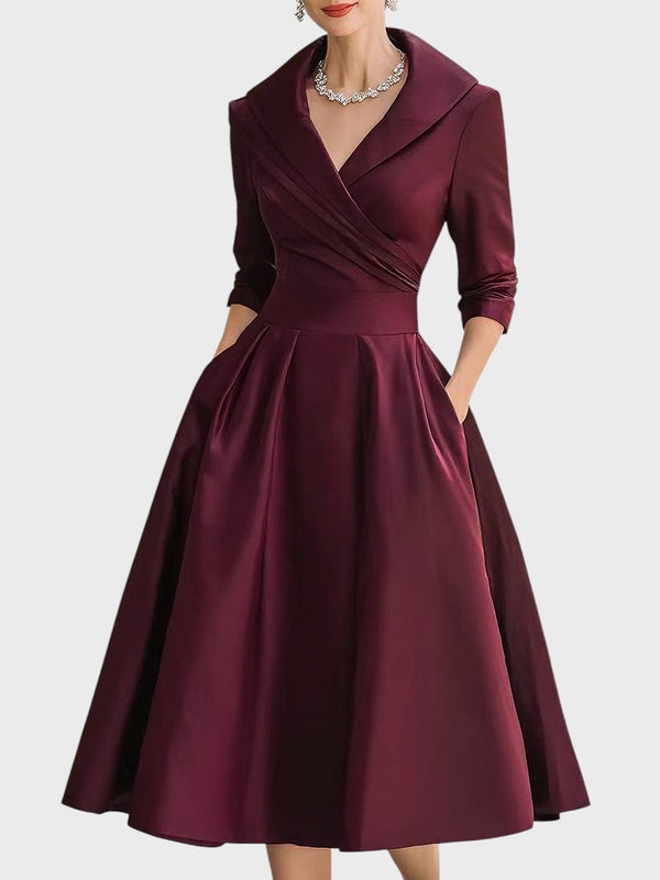 Tereza | Vestido Midi Elegante con Mangas Largas