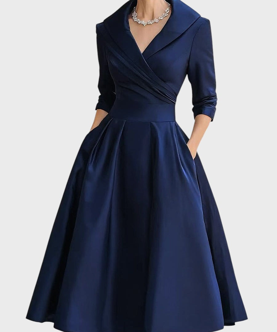 Tereza | Vestido Midi Elegante con Mangas Largas