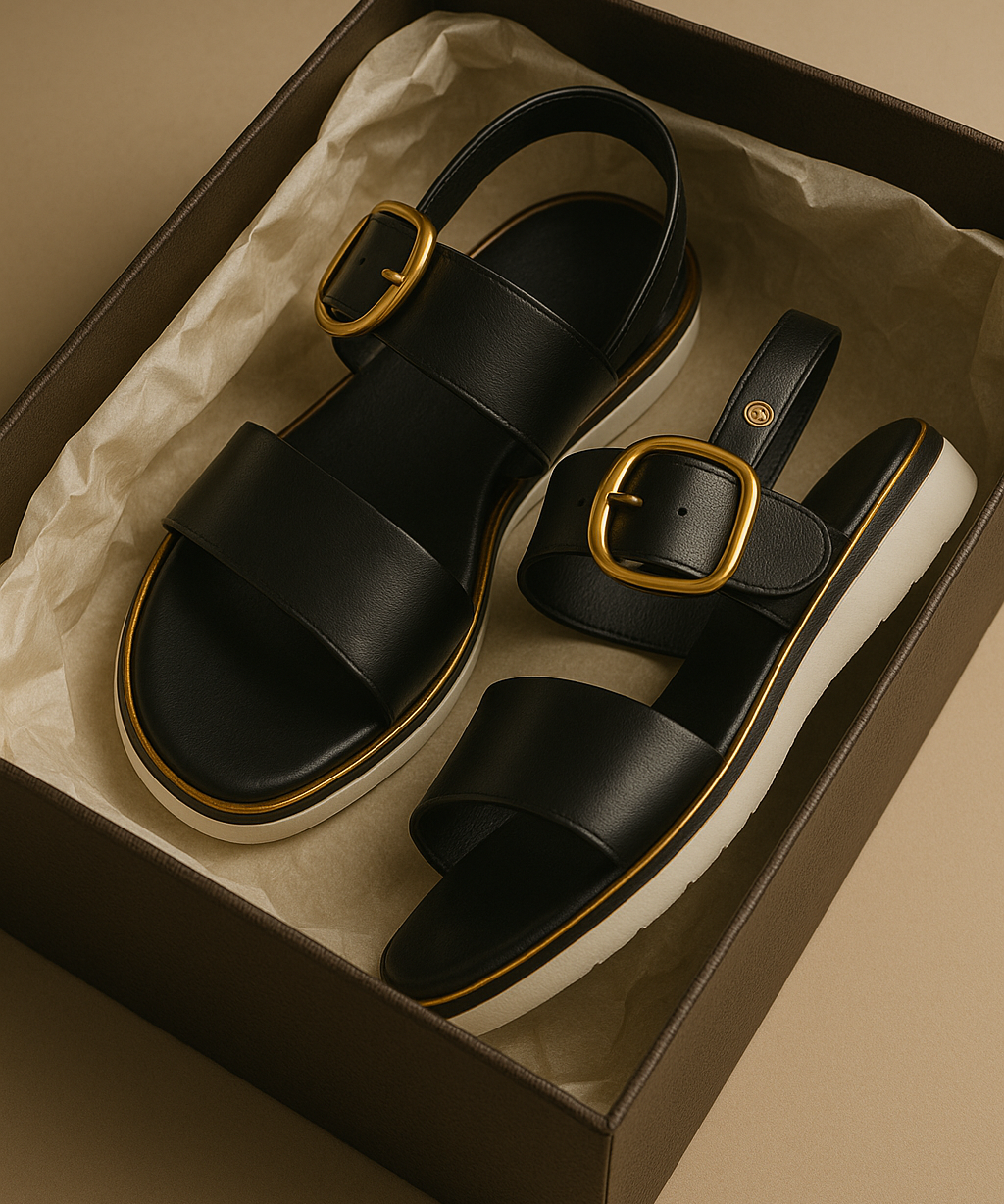 Sandalias Planas con Hebilla Dorada Valine