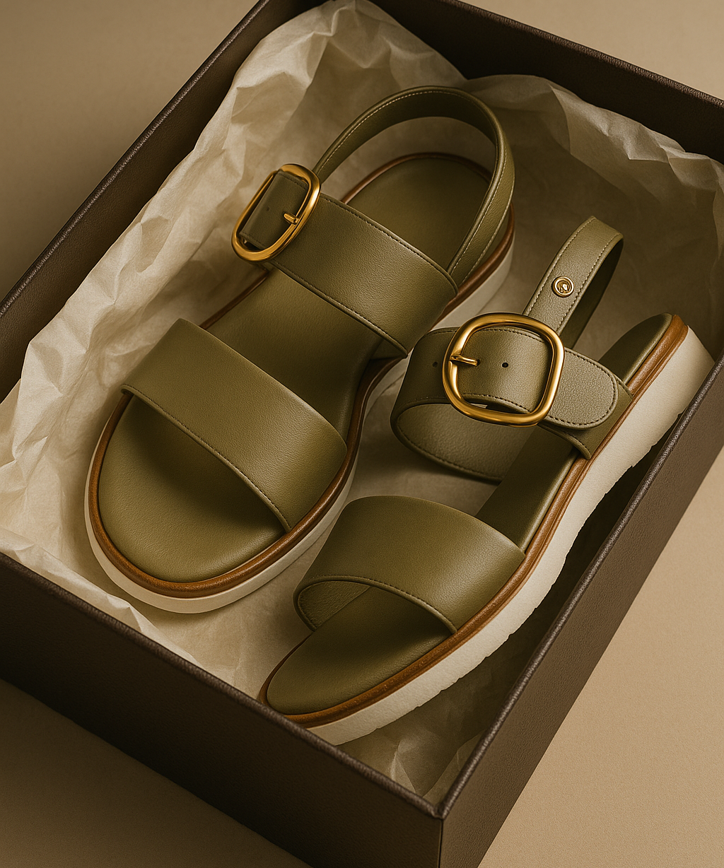 Sandalias Planas con Hebilla Dorada Valine