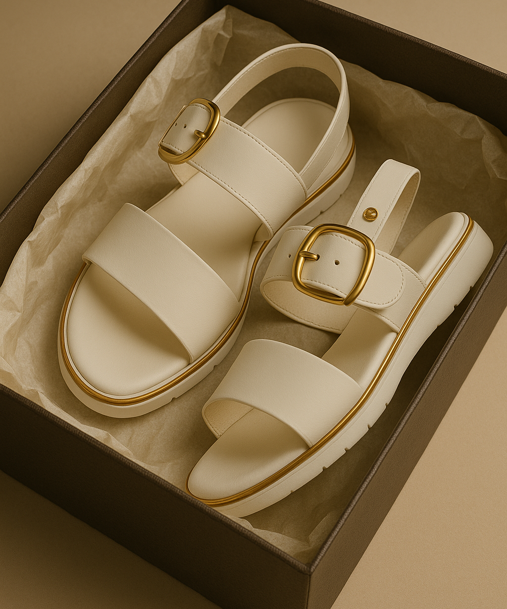Sandalias Planas con Hebilla Dorada Valine