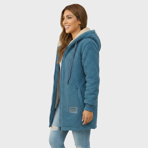 Lisa | Chaqueta Larga de Felpa con Capucha