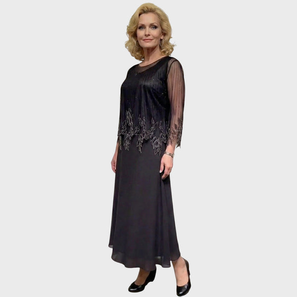 Amália | Vestido de Noche con Cuerpo de Encaje