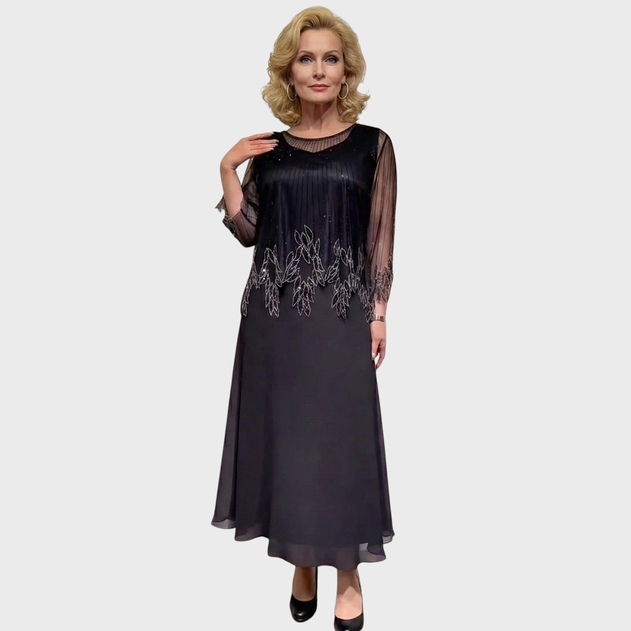 Amália | Vestido de Noche con Cuerpo de Encaje
