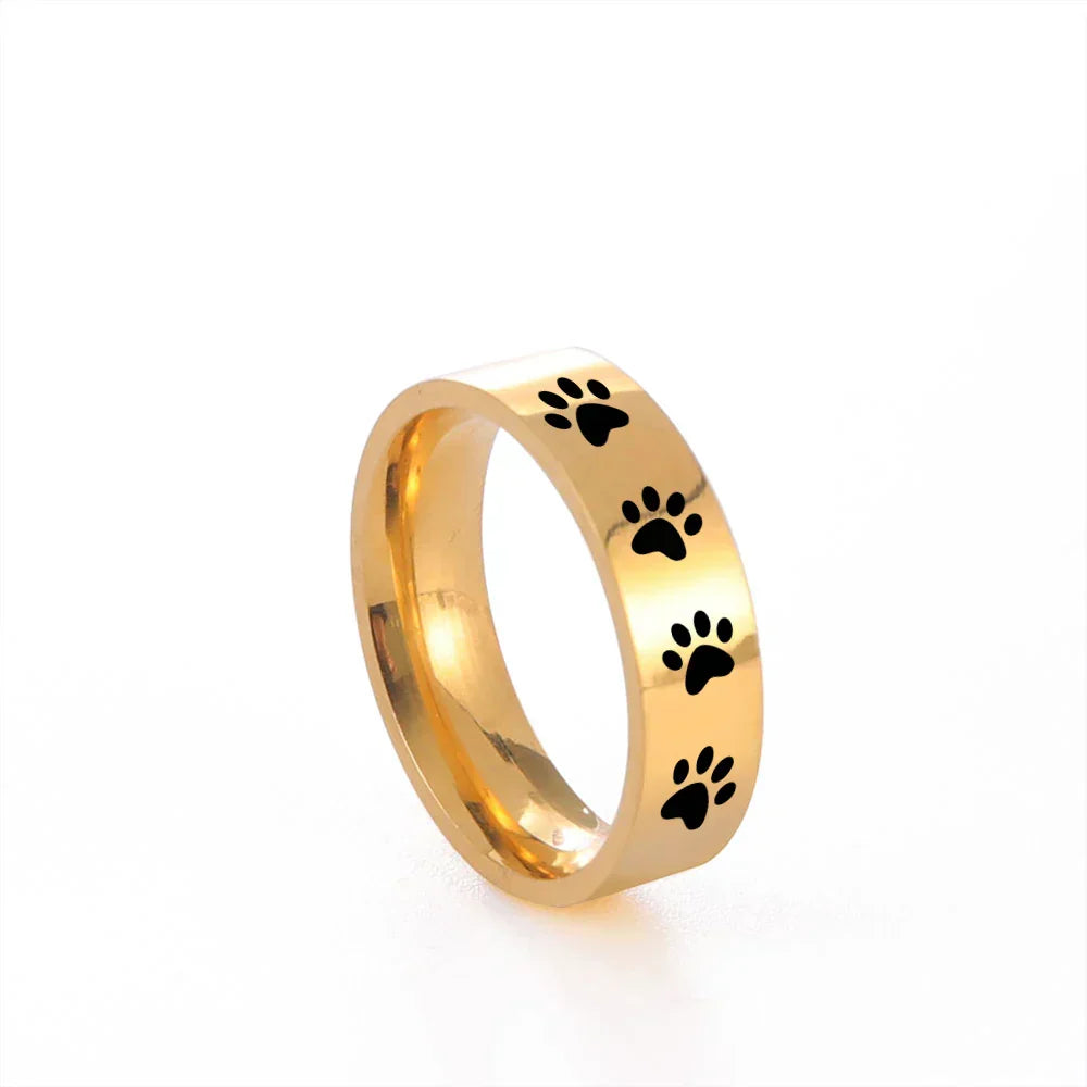 Paw Print Stainless Steel Ring – Symbolic Jewelry for Animal Lovers