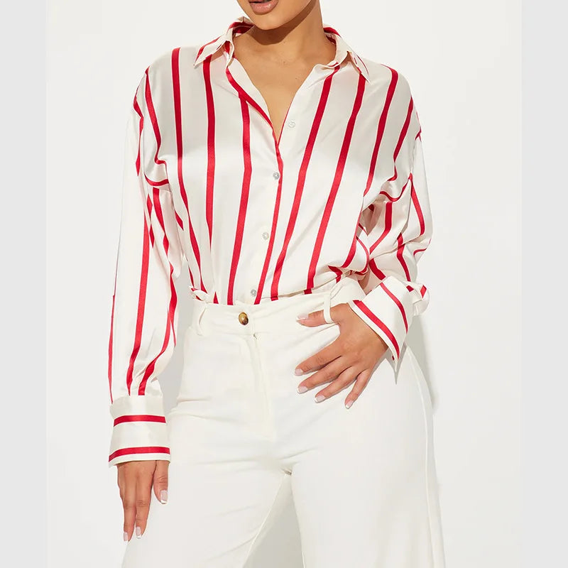 Camisa de Seda Rayada Delaney