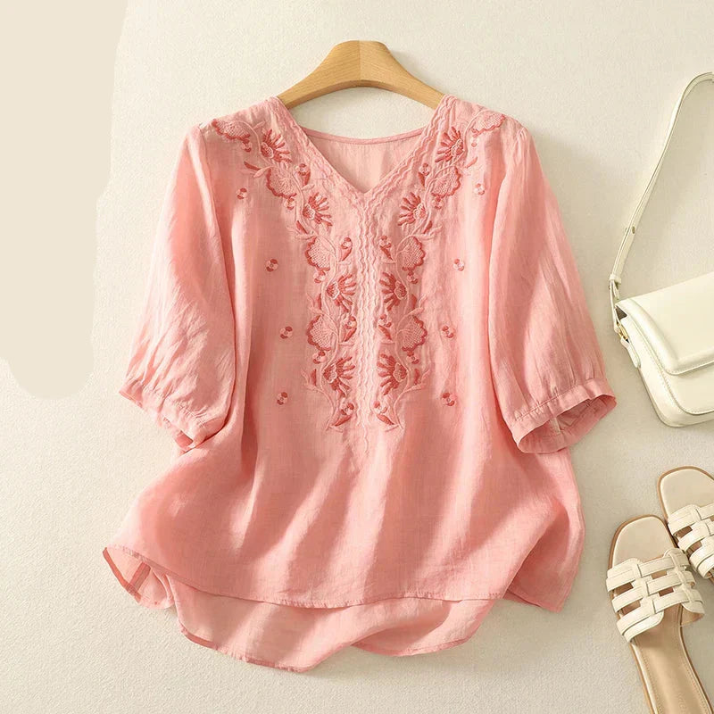 Blusa de Algodón con Escote en V Eloria