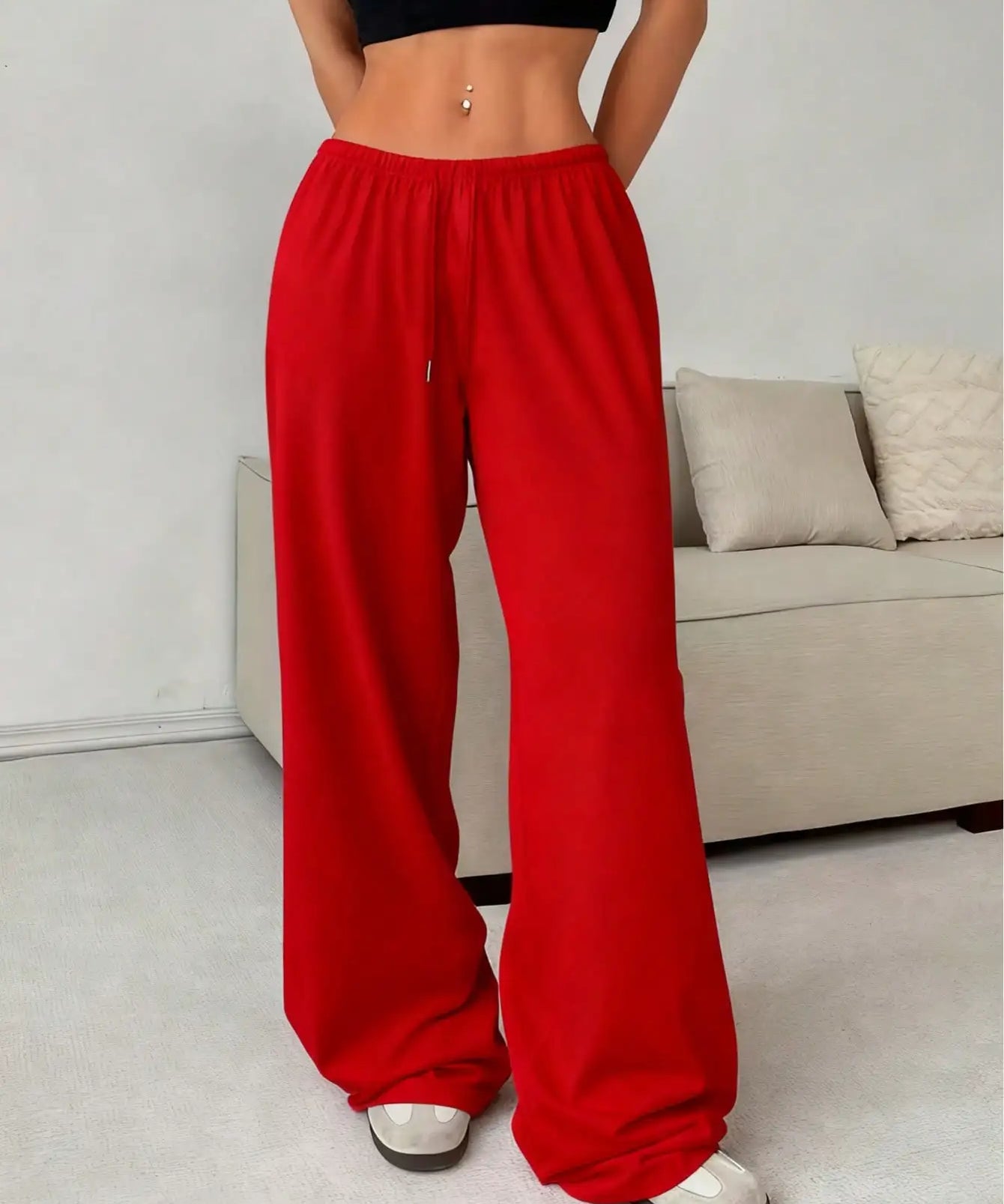 Pantalones Jogger de Pierna Ancha para Mujer con Cintura Ajustable