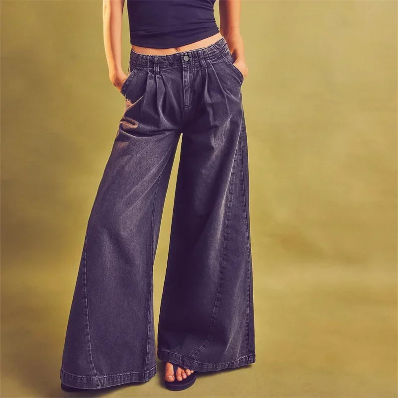 Jeans Anchos Plisados Rovina