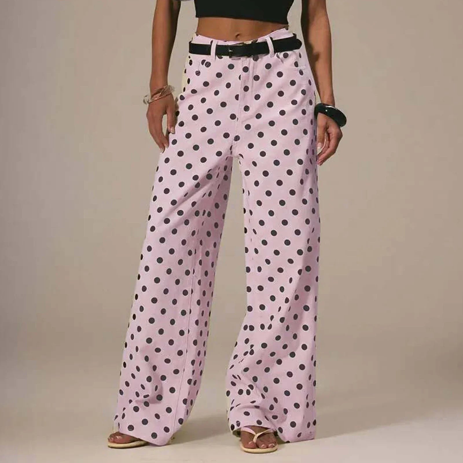 Pantalón de Pierna Ancha con Lunares