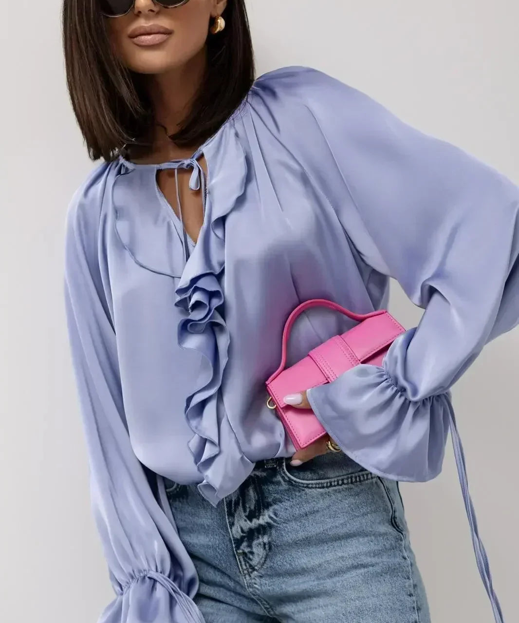 Blusa de Satén Liora con Volantes