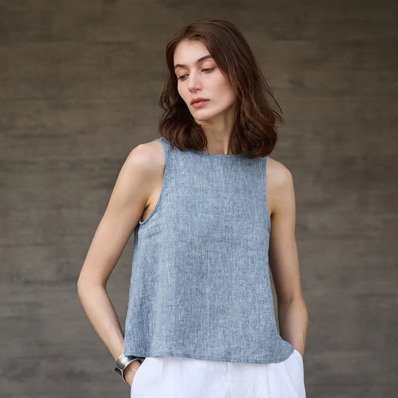 Chaleco Reversible de Lino Chambray