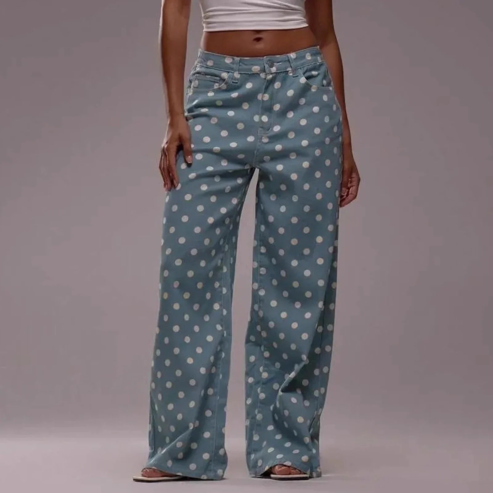 Pantalón de Pierna Ancha con Lunares
