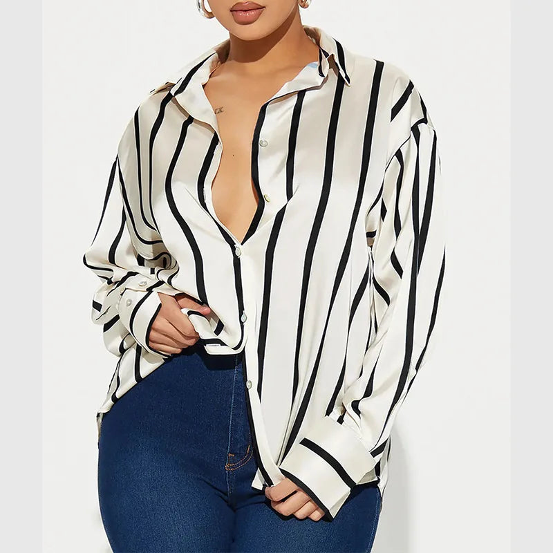 Camisa de Seda Rayada Delaney