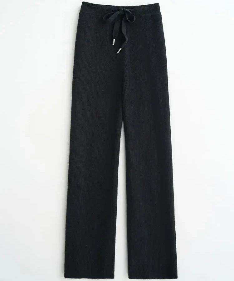 Pantalones de Pierna Ancha de Lana Tejida