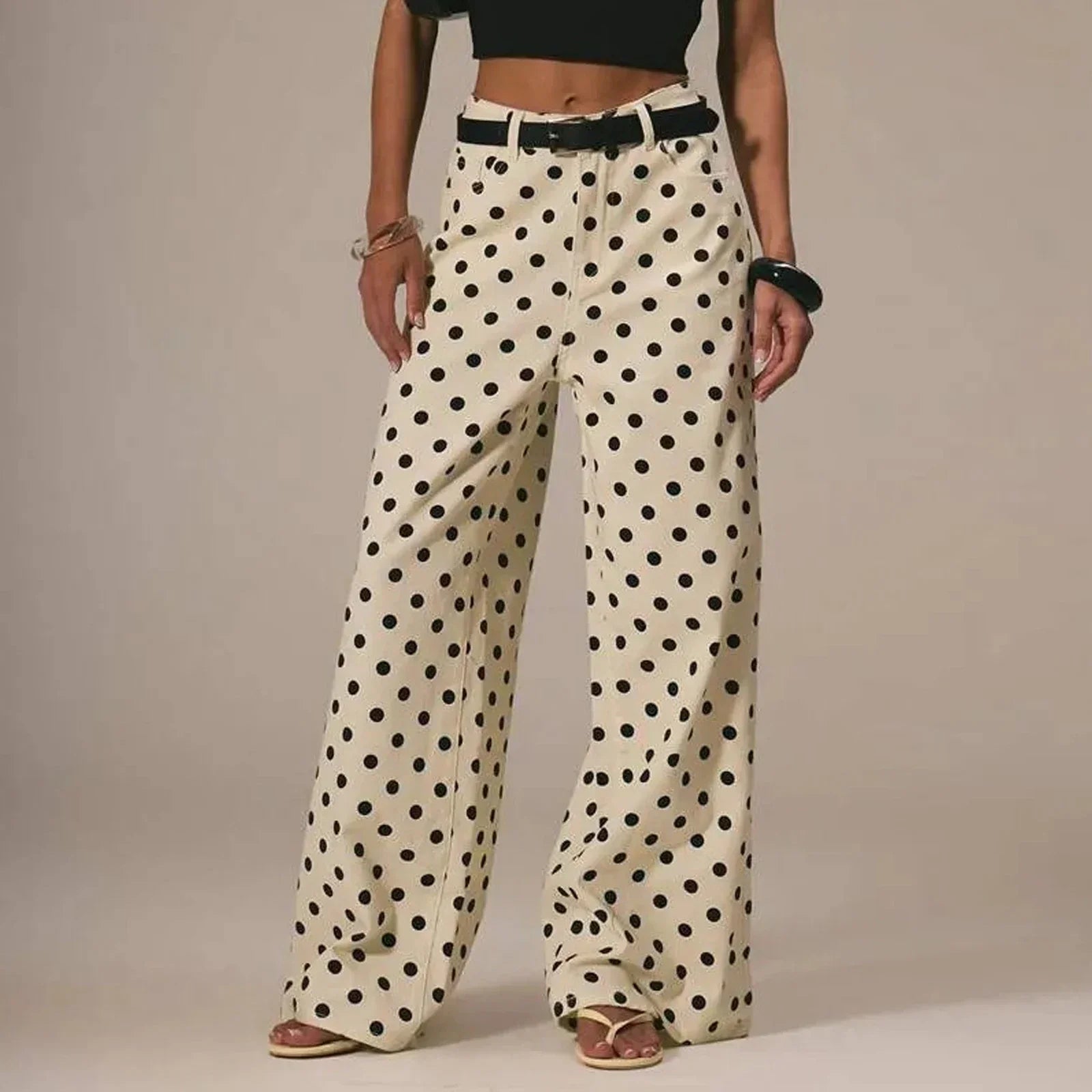 Pantalón de Pierna Ancha con Lunares