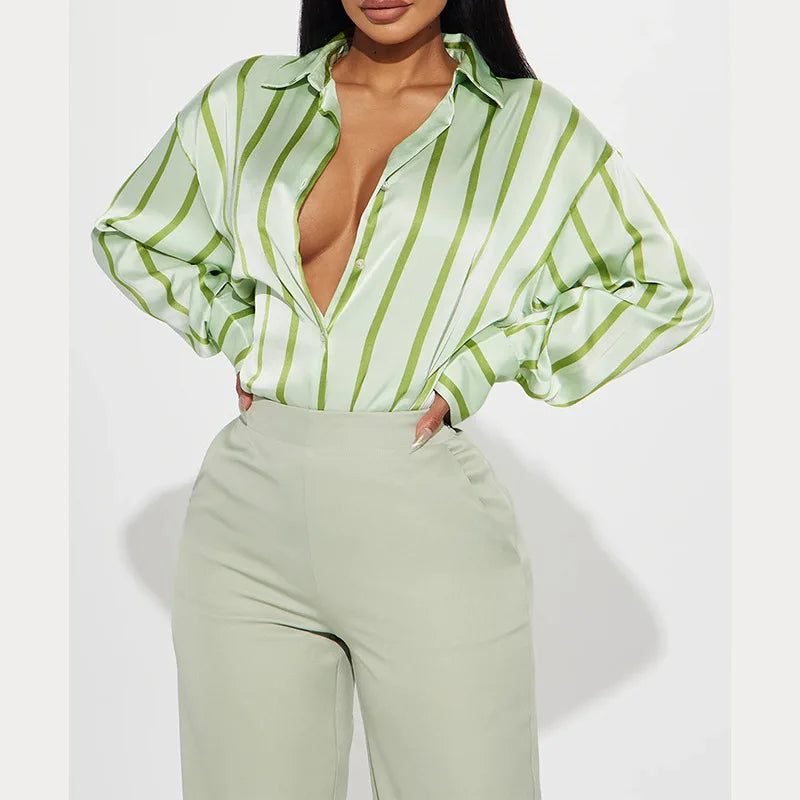 Camisa de Seda Rayada Delaney