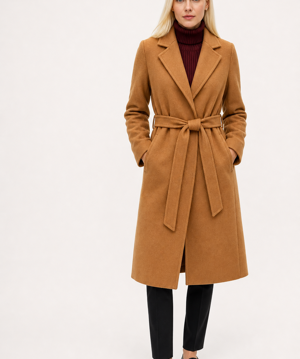 Abrigo de Lana Cinchado de Invierno