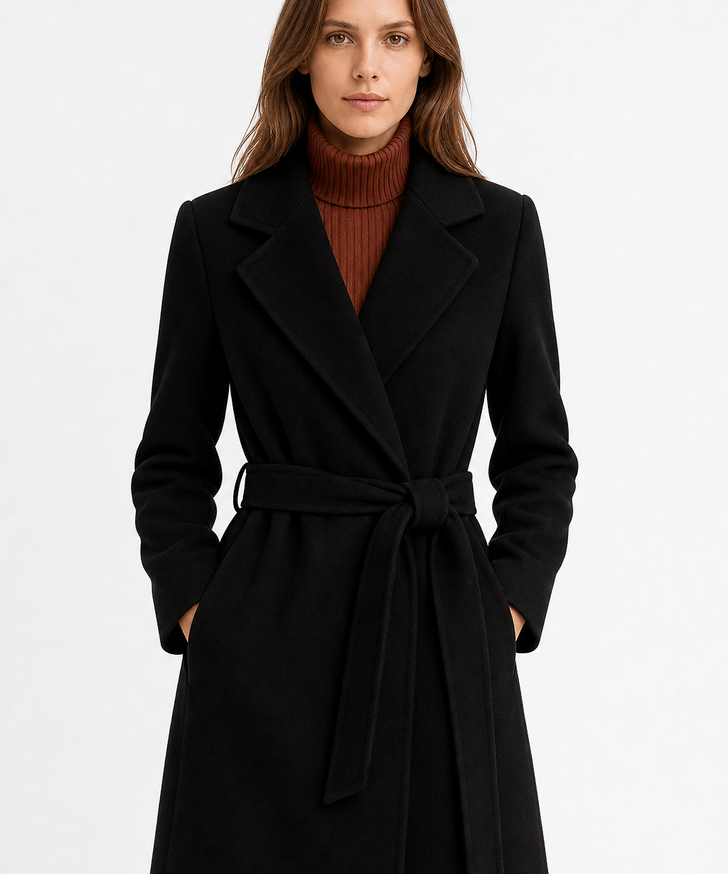 Abrigo de Lana Cinchado de Invierno