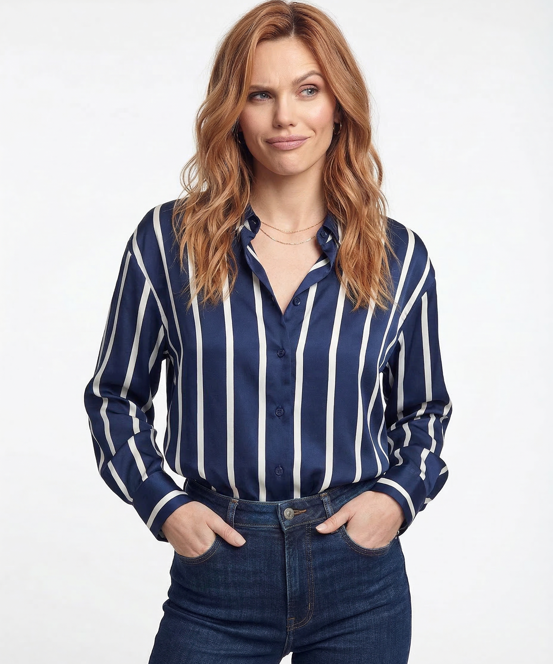 Blusa de Satén Rayada