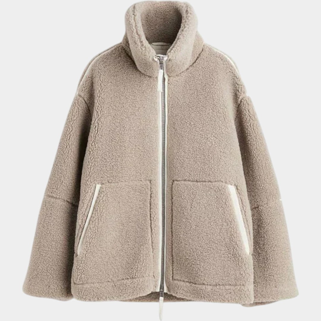 Petra – abrigo de teddy de mujer oversize con cremallera