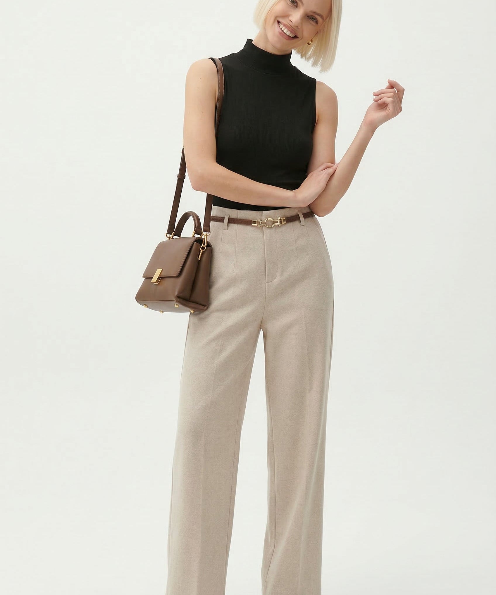 Pantalones de Lana de Pierna Ancha Milano