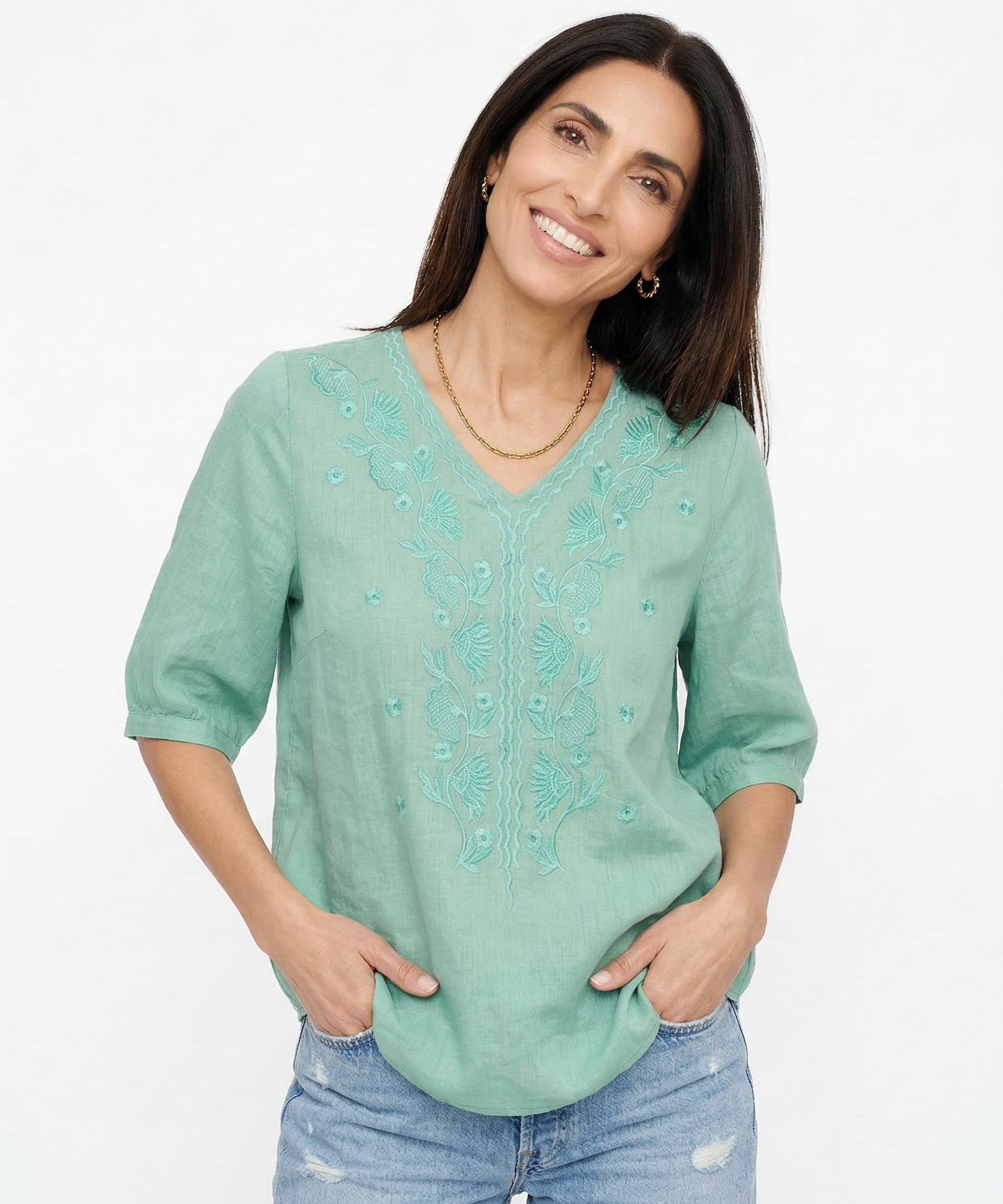 Blusa de Algodón con Escote en V Eloria