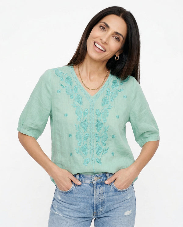 Blusa de Algodón con Escote en V Eloria
