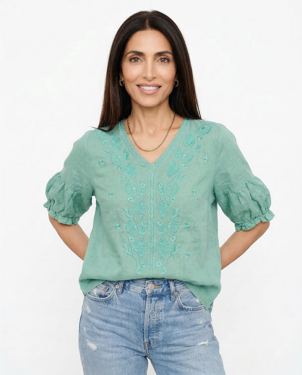 Blusa de Algodón con Escote en V Eloria