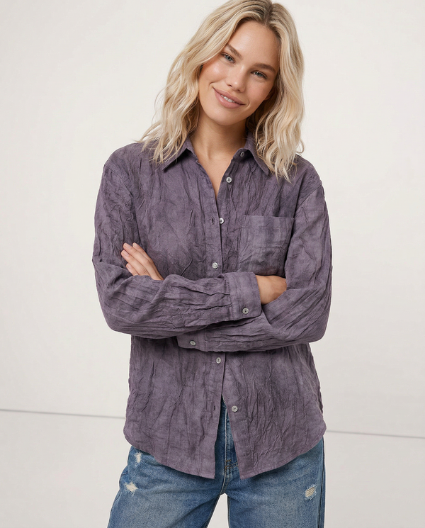 Camisa de Seda con Pliegues