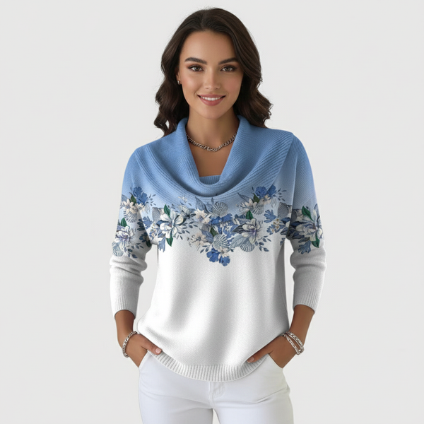 Anežka | Suéter con Patrón Floral y Cuello Suave