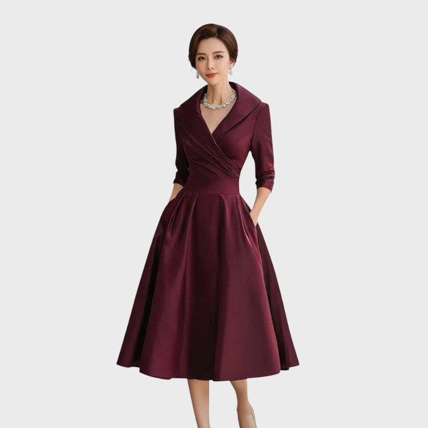 Tereza | Vestido Midi Elegante con Mangas Largas